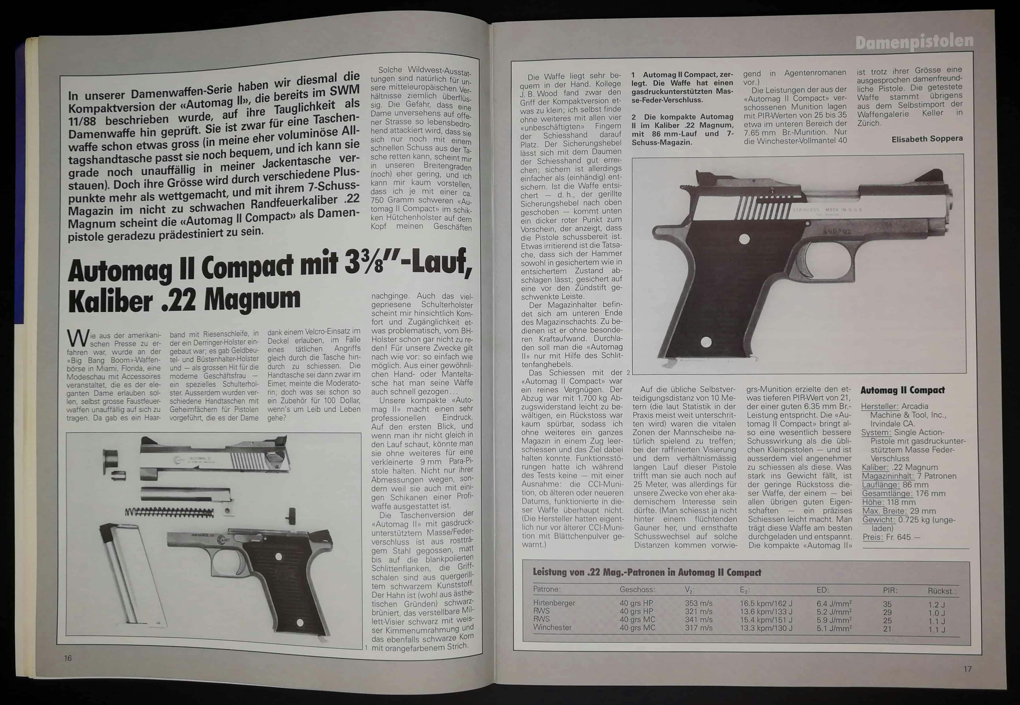 Automag II in .22 Magnum, eine "ausgesprochen damenfreundliche Pistole".