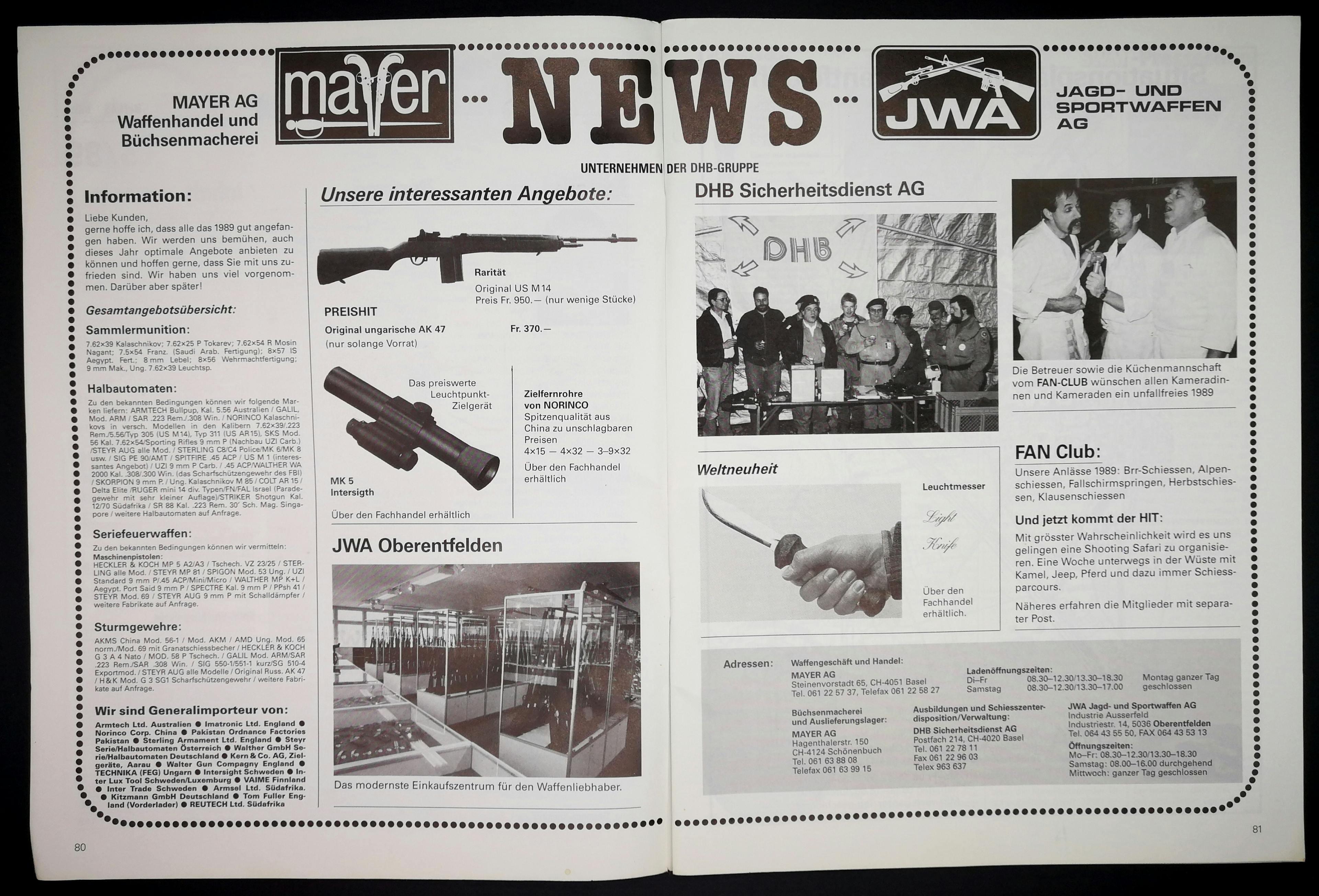 Mayer News: Originale M14 und für heutige Verhältnisse riesige Leuchtpunktvisiere.