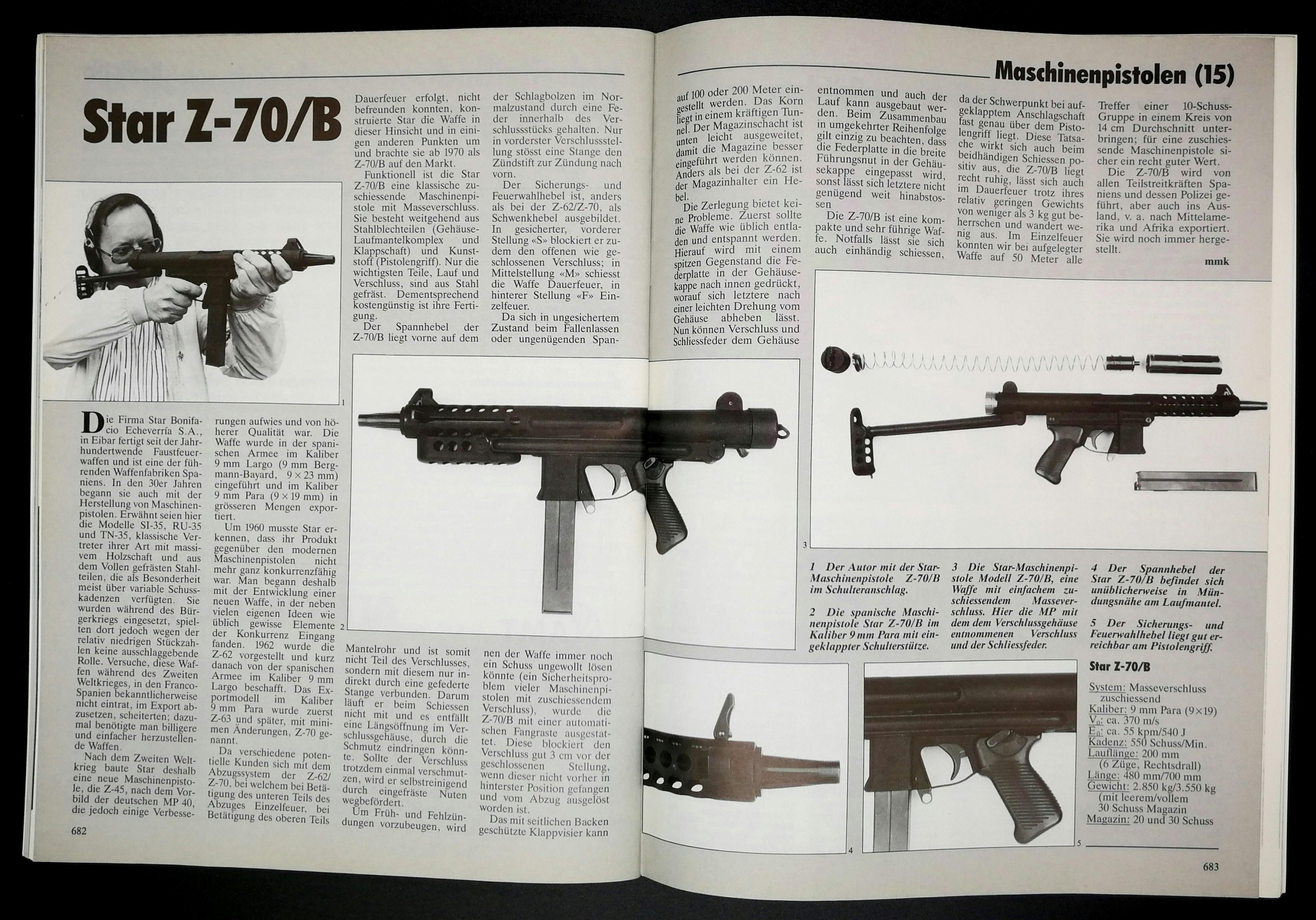 Iberische Maschinenpistole im Detail: Star Z-70/B um 1962 herum.
