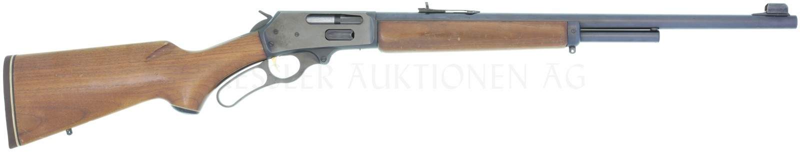 <strong>Unterhebelrepetierer</strong>
Amerikanischer Marlin 444S im Kaliber .444 Marlin. Solche auch Lever Action genannten Gewehre dürfen mit WES erworben werden.