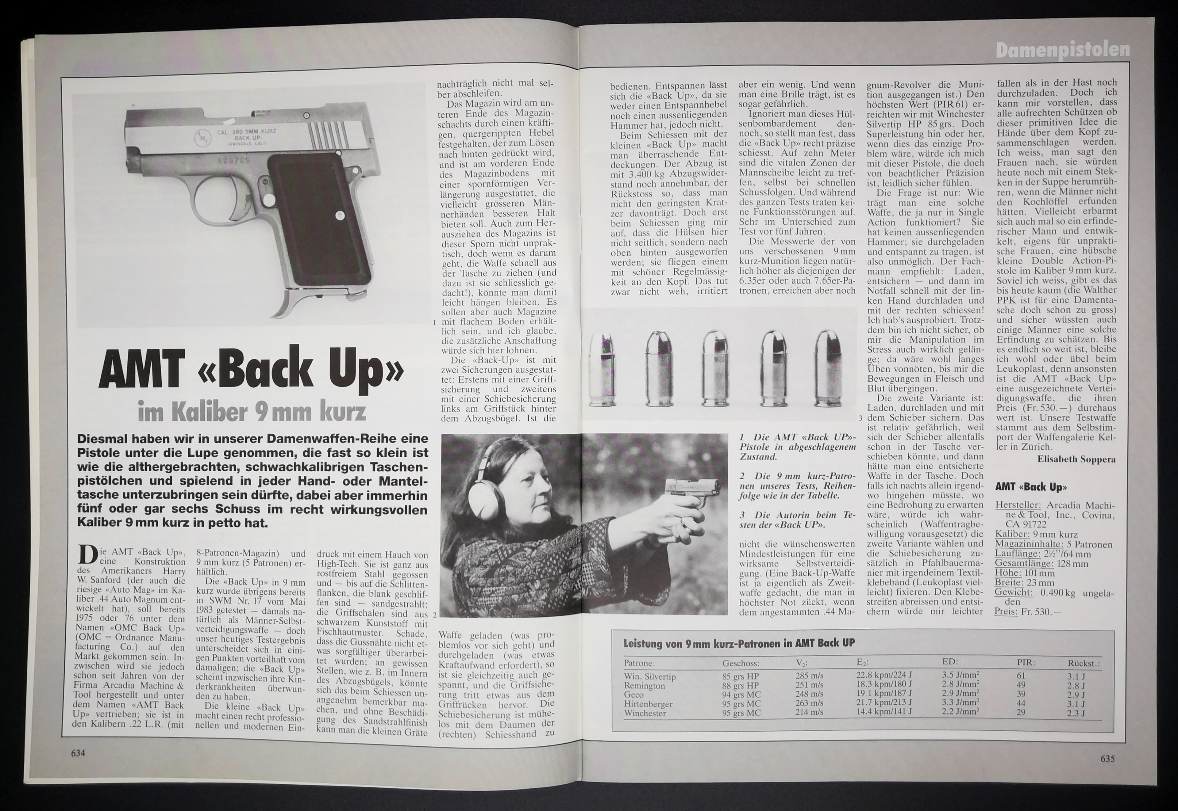 9mm kurz für Damenhände: AMT Back Up.
