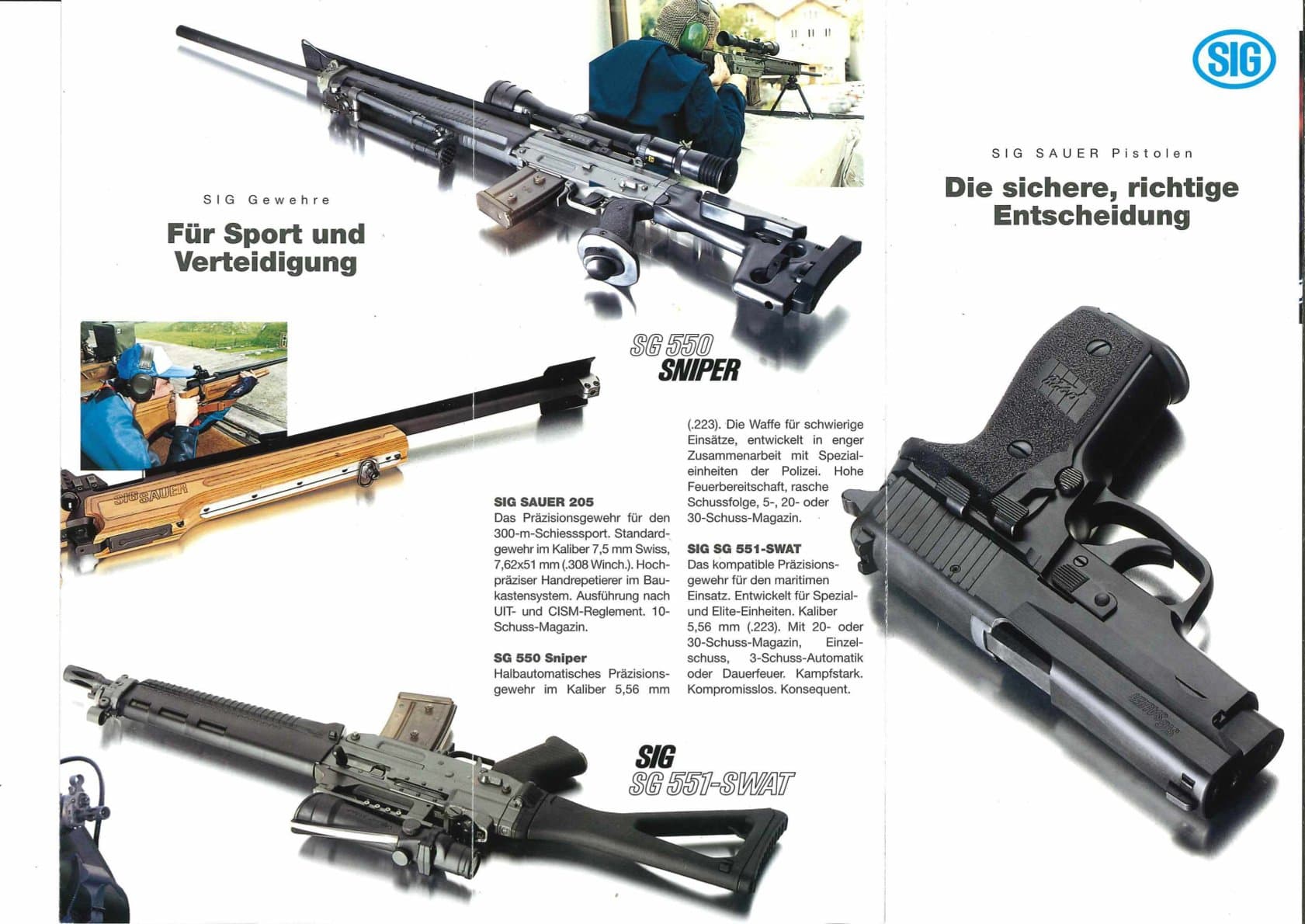 SIG Prospekt "SIG Sauer Pistolen - Die sichere, richtige Entscheidung"