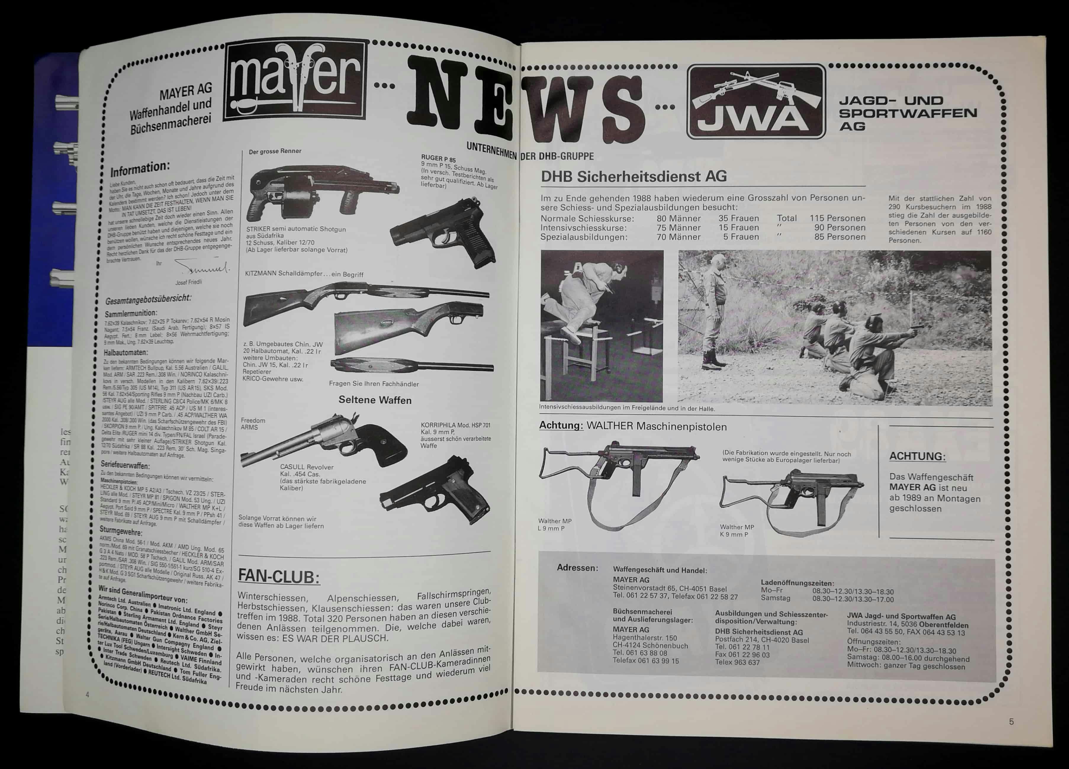 Mayer News! Südafrikanische Schrotflinten, Casull-Revolver (seinerzeit das stärkste Fabrikkaliber) und Walther-MPs!