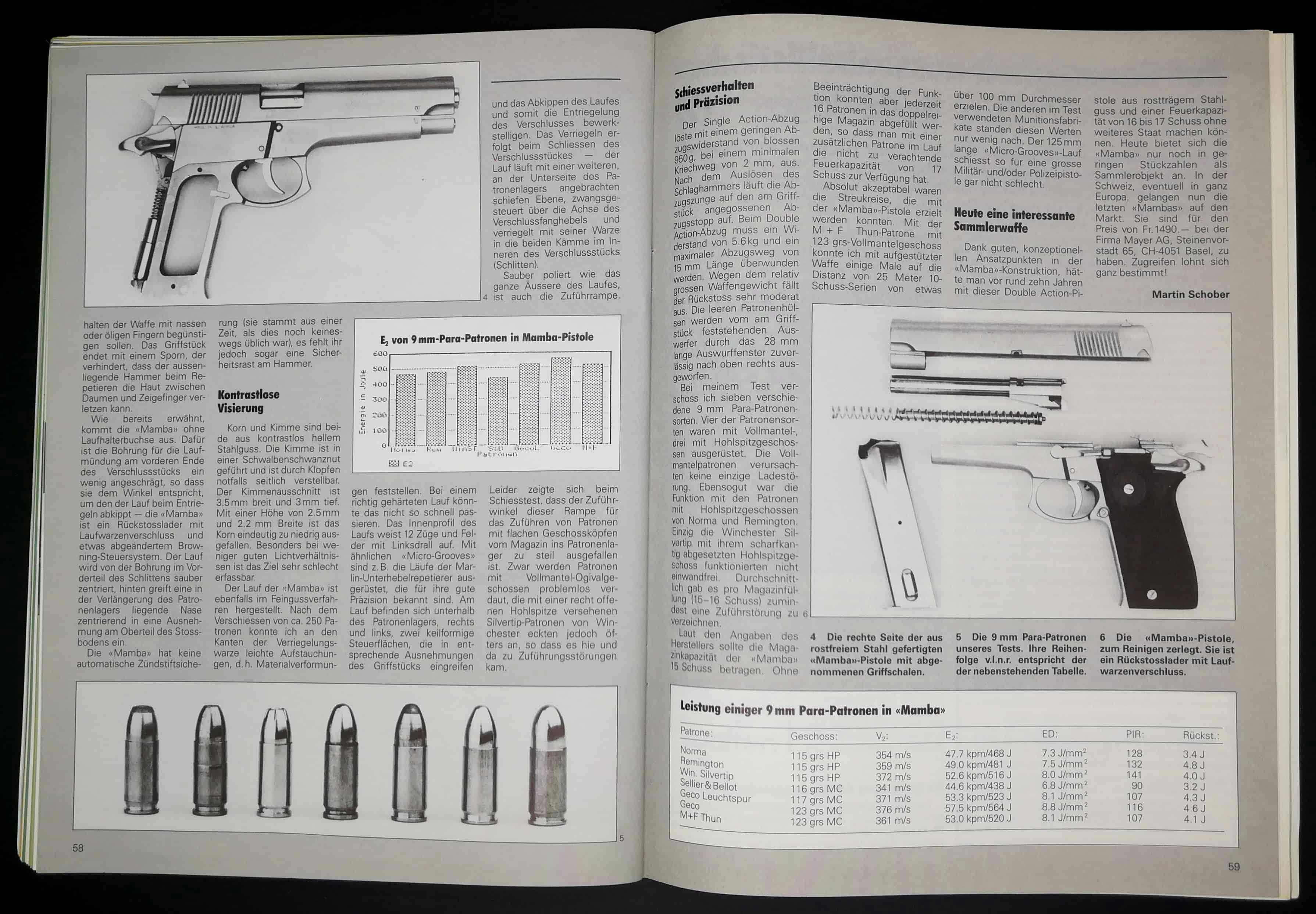 Damals schon begehrtes Sammlerstück: Die Südafrikanische Mamba-Pistole in 9mm von Relay Products Ltd, Johannesburg.