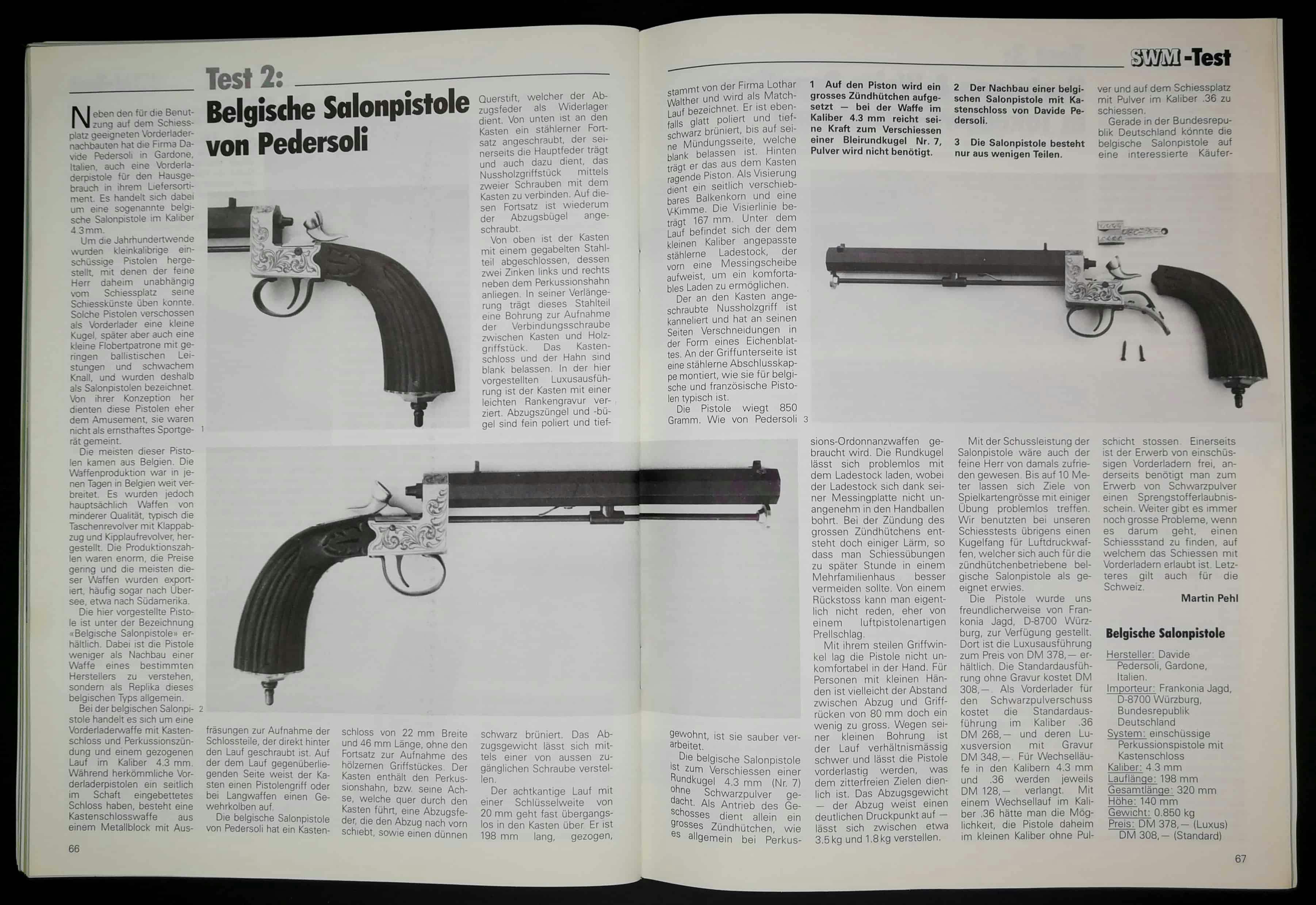 "Vorderladerpistole für den Hausgebrauch", eine Salonpistole, gebaut von Pedersoli in 4.3mm.