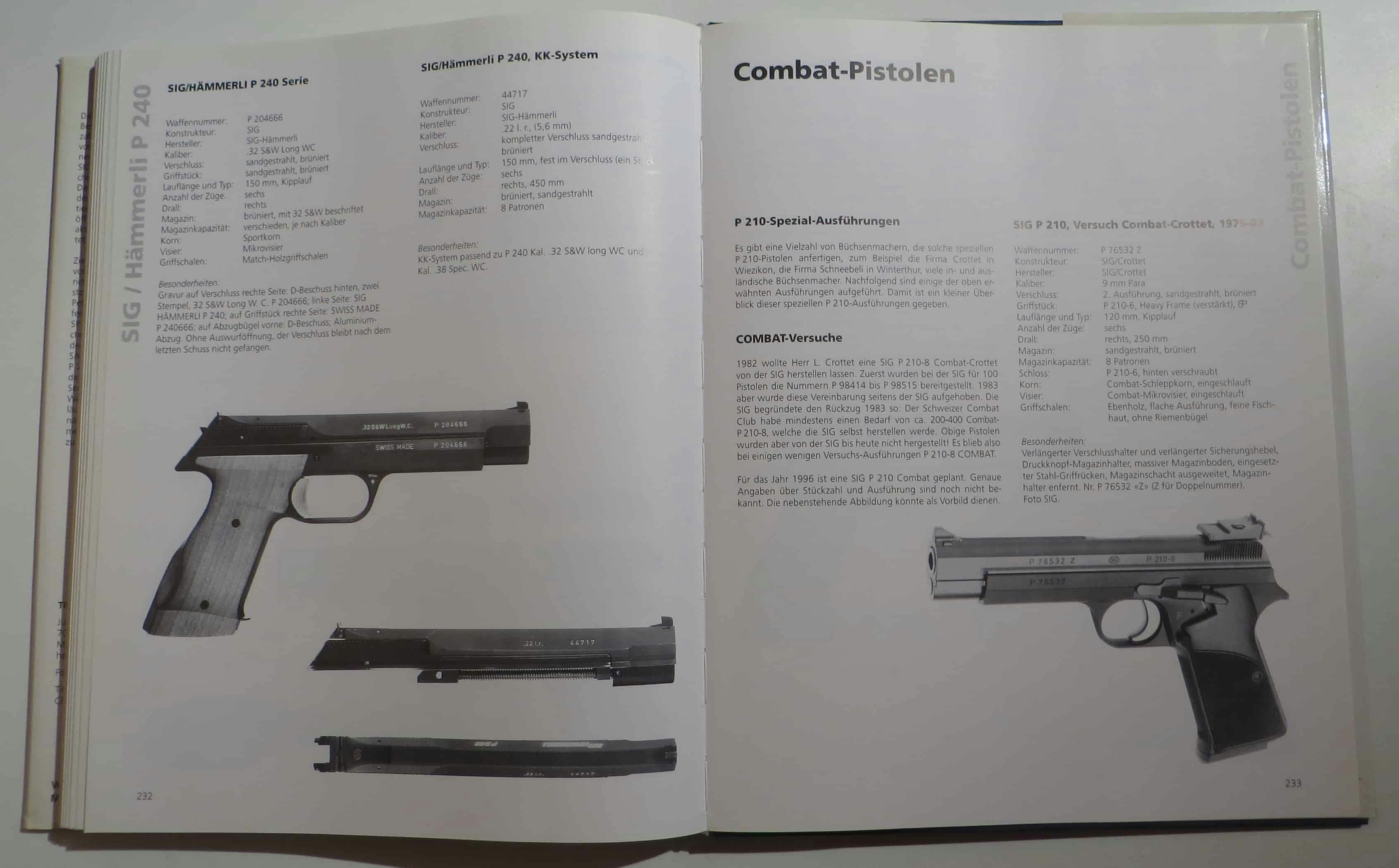 Links die SIG/Hämmerli P240 Sportserie, rechts die Combatpistolen auf Basis der P210.