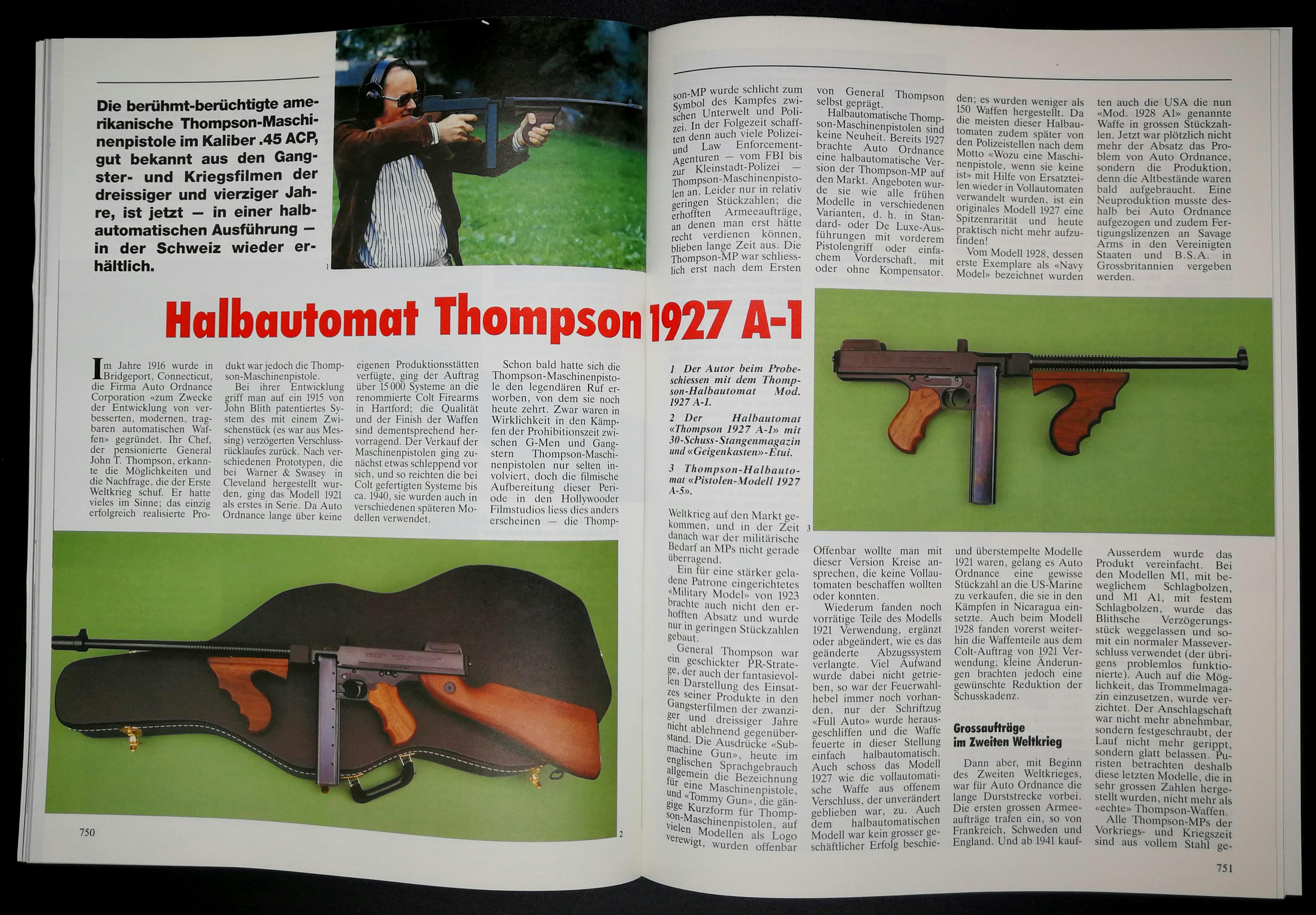 .45ACP, vollautomatisch, Trommelmagazin, Geigenkoffer. So kennt man die Tommygun, die Thompson A-1.
