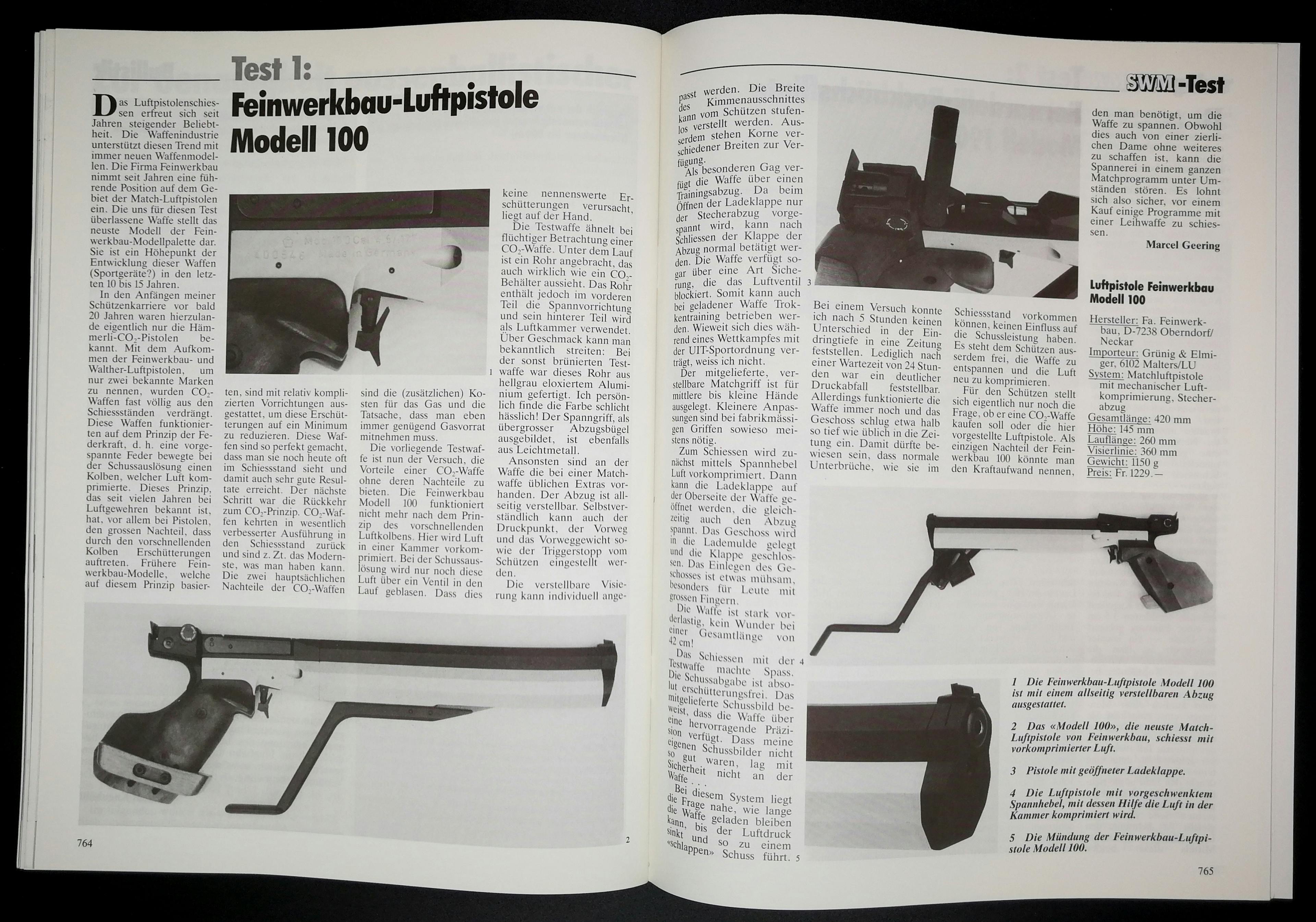 Feinwerkbau Modell 100. Eine Luftpistole der neuesten Generation.
