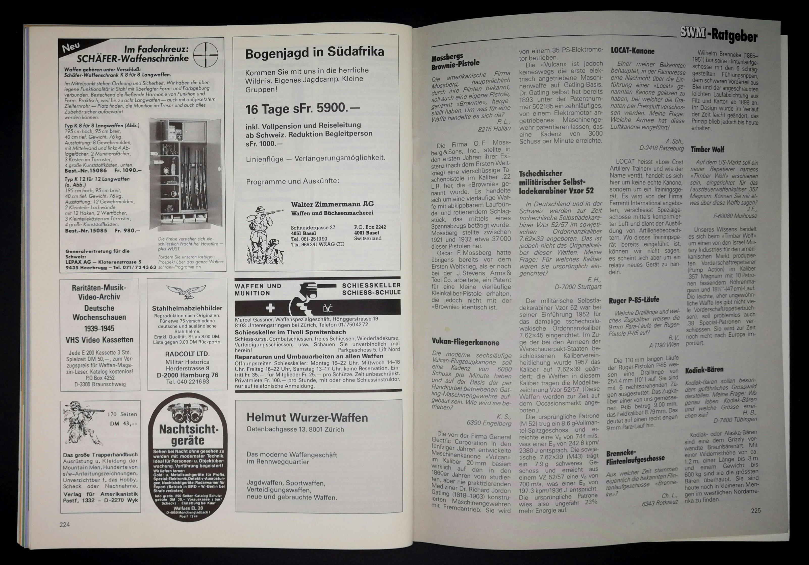 Links: VHS-Kassetten der Deutschen Wochenschau, nur 50 Franken! Rechts in der Briefecke klärt das SWM auch schonmal über zoologische Fragen auf.
