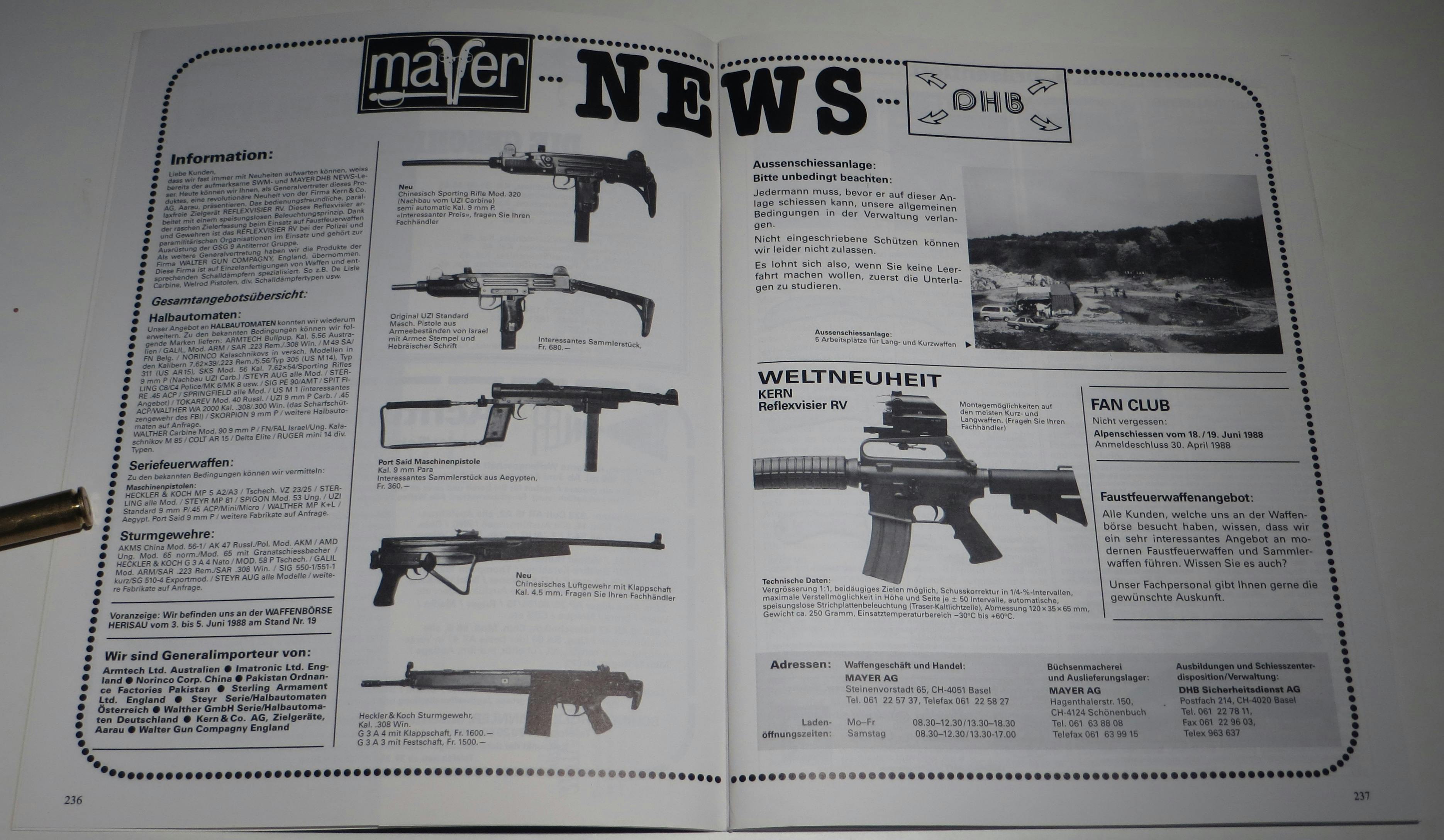 Kleine Auswahl von Waffen Mayer in Basel.
