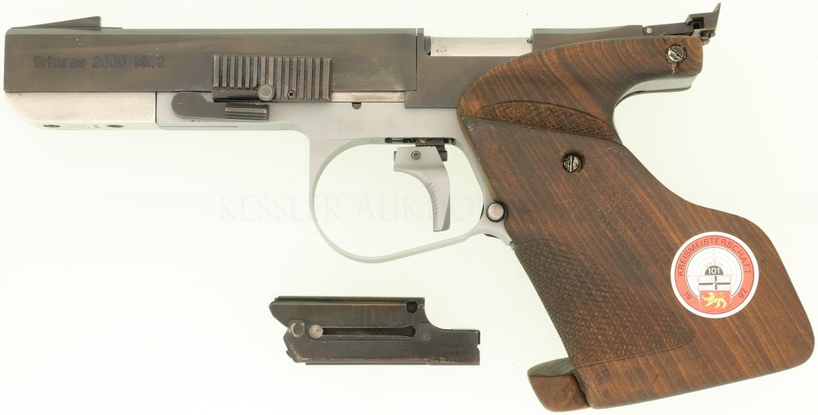 Britische Westlake Engineering BritArms 2000. Wird nicht mehr hergestellt aufgrund der Waffengesetze in Grossbritannien; Die Firma stellt heute nurmehr Vorderlader-Revolver her.