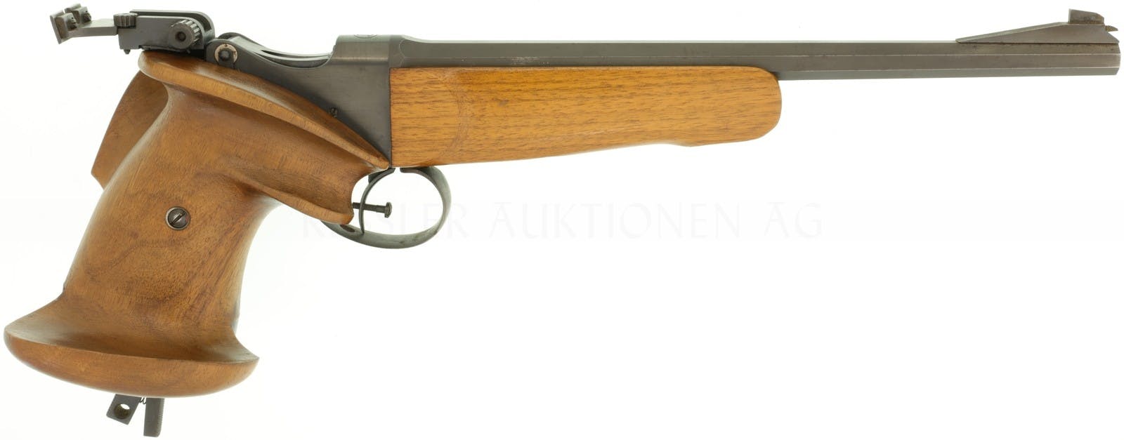Schweizer Hämmerli MP33. Diese Pistole ist eine der früheren, wurde also in den 30erjahren hergestellt.